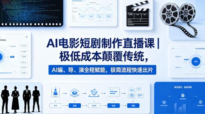 AI电影短剧制作直播课｜极低成本颠覆传统，AI编、导、演全程赋能，极简流程快速出片-轻创终点站