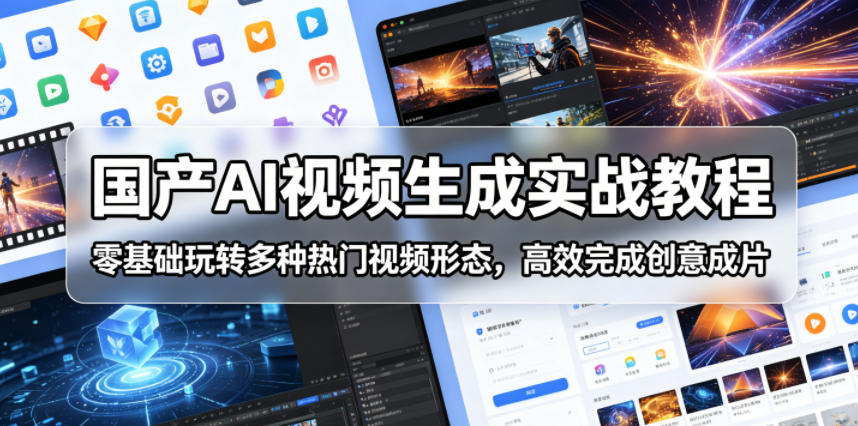 国产AI视频生成实战教程，零基础玩转多种热门视频形态，高效完成创意成片-轻创终点站