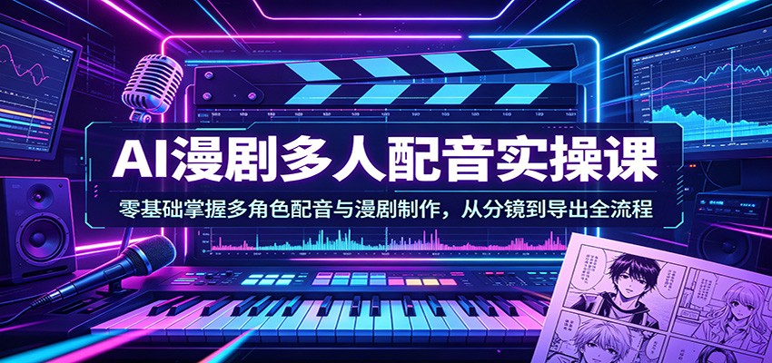 AI漫剧多人配音实操课:零基础掌握多角色配音与漫剧制作,从分镜到导出全流程-轻创终点站