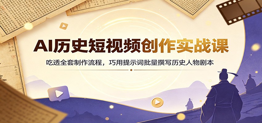 AI历史短视频创作实战课：吃透全套制作流程，巧用提示词批量撰写历史人物剧本-轻创终点站