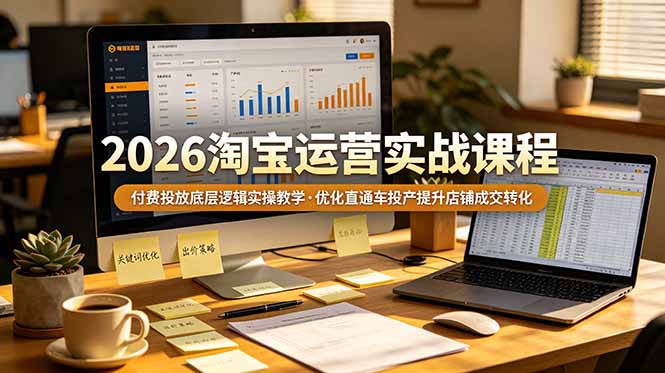 2026 淘宝运营实战课程,付费投放底层逻辑实操教学,优化直通车投产提升店铺成交转化-轻创终点站