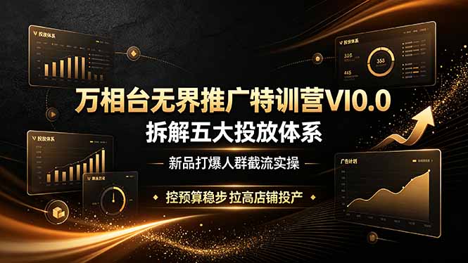 万相台无界推广特训营VI0.0,拆解五大投放体系,新品打爆人群截流实操,控预算稳步拉高店铺投产-轻创终点站