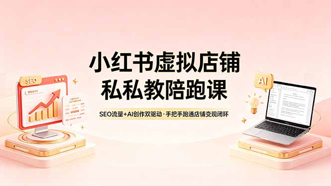 小红书虚拟店铺私教陪跑课，SEO流量+AI创作双驱动，手把手跑通店铺变现闭环-轻创终点站