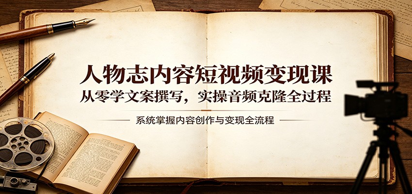 人物志内容短视频变现课：从零学文案撰写，实操音频克隆全过程-轻创终点站