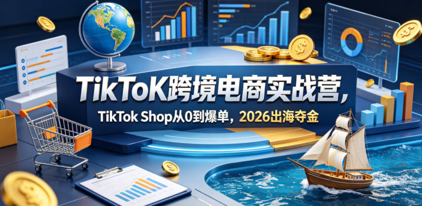 TikToK跨境电商实战营，TikTok Shop从0到爆单，2026出海夺金-轻创终点站