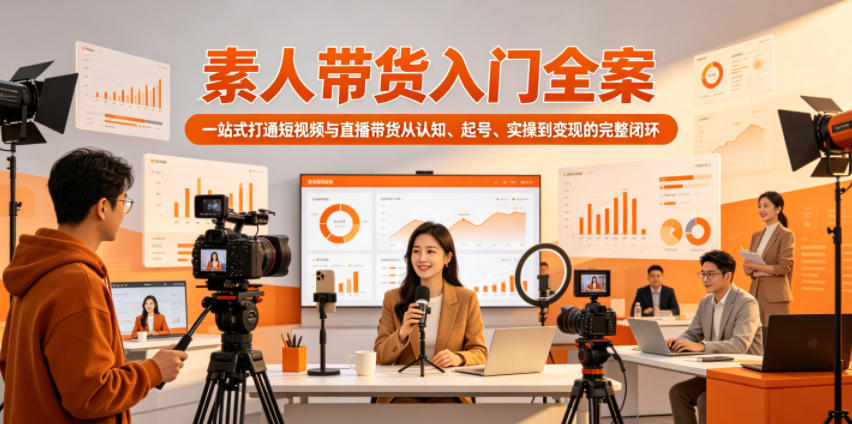 素人带货入门全案，一站式打通短视频与直播带货从认知、起号、实操到变现的完整闭环-轻创终点站
