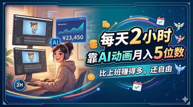 每天 2 小时，靠 AI 动画月入 5 位数，比上班赚得多，还自由-轻创终点站