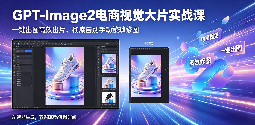 GPT-Image2电商视觉大片实战课，一键出图高效出片，彻底告别手动繁琐修图-轻创终点站