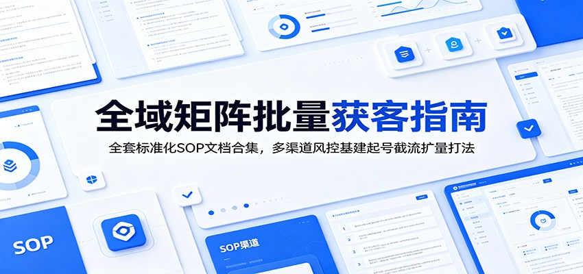 全域矩阵批量获客指南：全套标准化SOP文档合集，多渠道风控基建起号截流扩量打法-轻创终点站