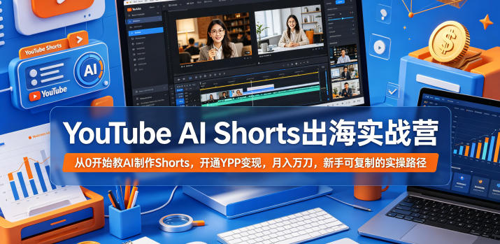 YouTube AI Shorts出海实战营，从0开始教AI制作Shorts，开通YPP变现，月入万刀，新手可复制的实操路径-轻创终点站