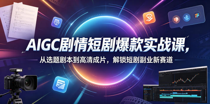 AIGC剧情短剧爆款实战课，从选题剧本到高清成片，解锁短剧副业新赛道-轻创终点站