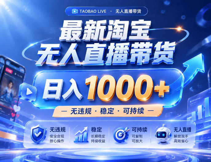实战25小时卖17W，最新淘宝无人直播玩法，让你睡觉都在进账，拒绝死工资！【揭秘】-轻创终点站