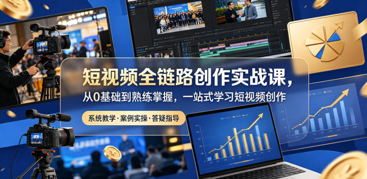 短视频全链路创作实战课，从0基础到熟练掌握，一站式学习短视频创作-轻创终点站