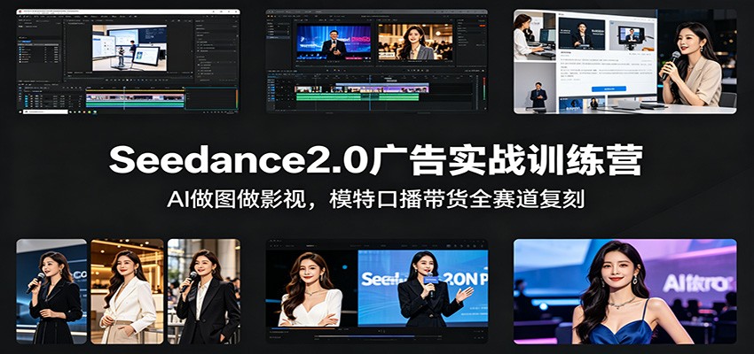Seedance2.0广告实战训练营：AI做图做影视，模特口播带货全赛道复刻-轻创终点站