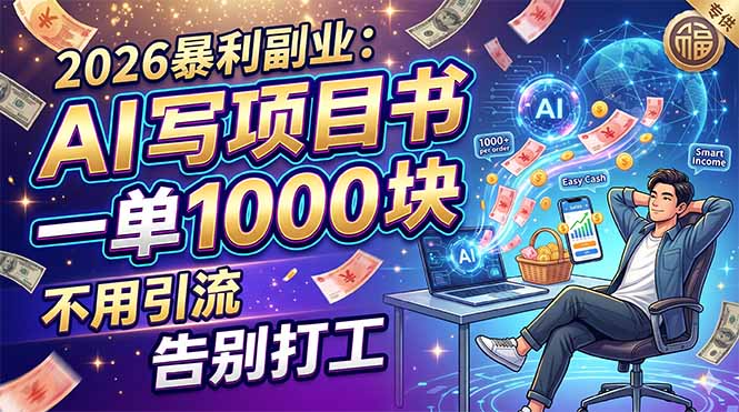 2026暴利副业：AI 写项目书，一单 1000 块，不用引流，告别打工-轻创终点站