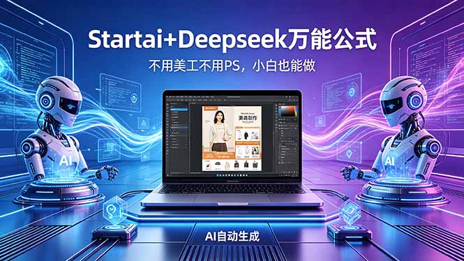 AI自动做电商详情页：Startai+Deepseek万能公式，不用美工不用PS，小白也能做-轻创终点站