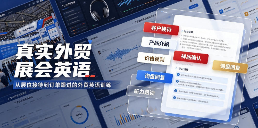 真实外贸展会英语，广交会外贸口语听力突击课程【音频】-轻创终点站