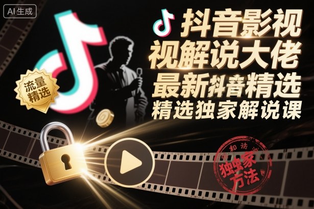 抖音影视解说大佬最新抖音进精选和独家方法，精选独家解说课(更新26年3月)-轻创终点站