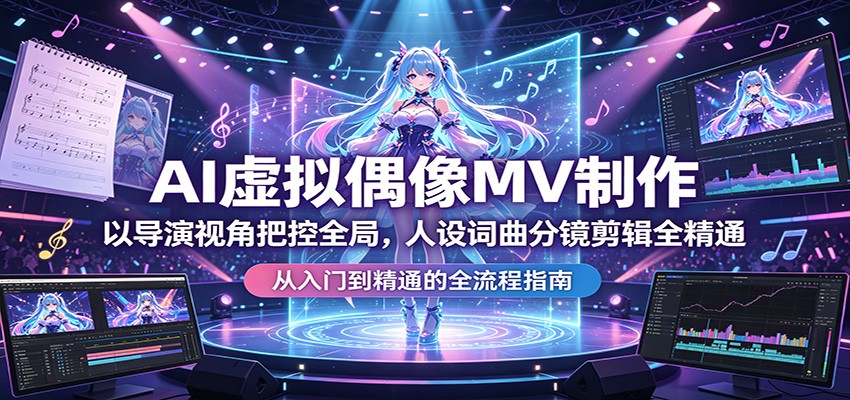 AI虚拟偶像MV制作：以导演视角把控全局，人设词曲分镜剪辑全精通-轻创终点站