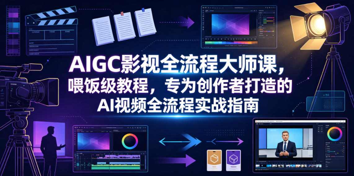 AIGC影视全流程大师课，喂饭级教程，专为创作者打造的AI视频全流程实战指南-轻创终点站