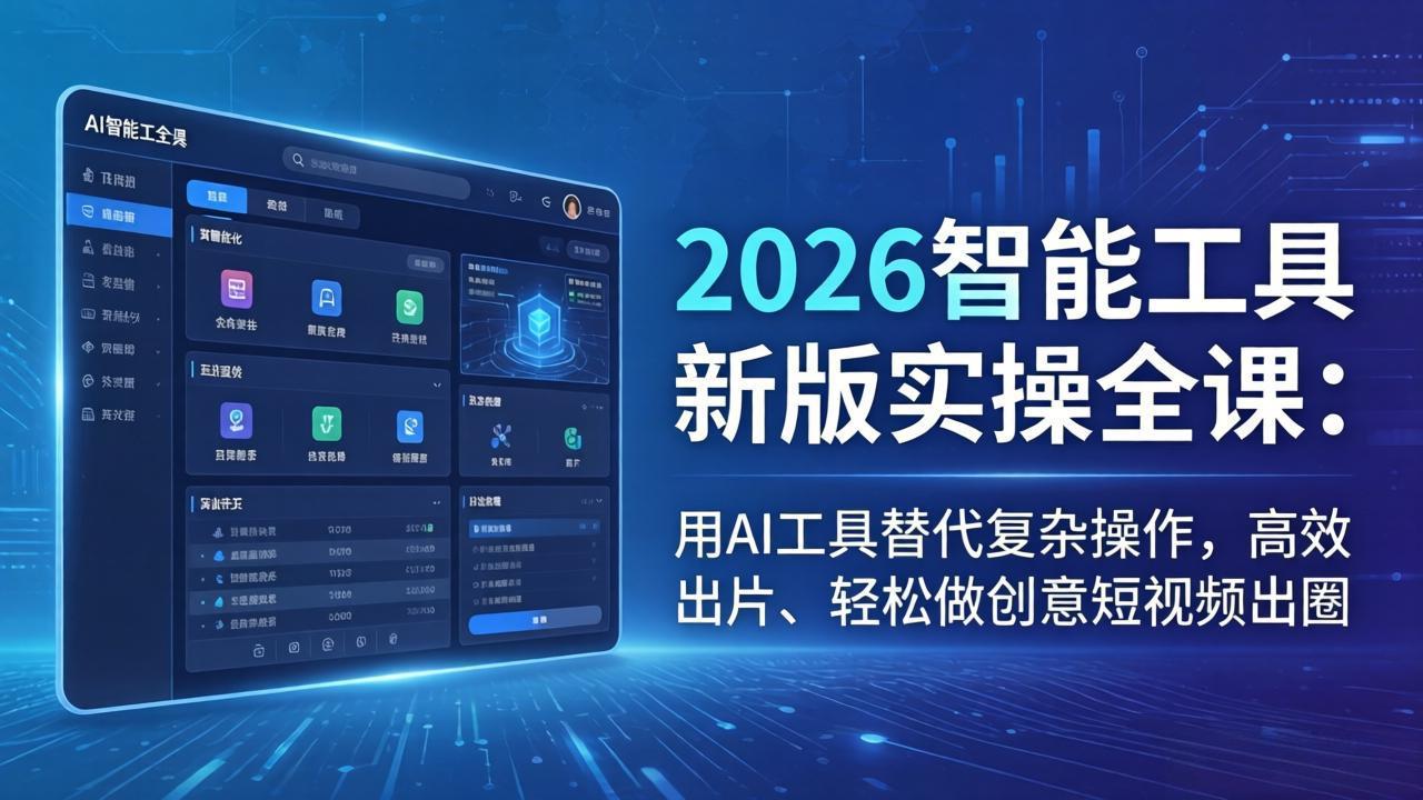 2026智能工具新版实操全课：用AI工具替代复杂操作，高效出片、轻松做创意短视频出圈-轻创终点站