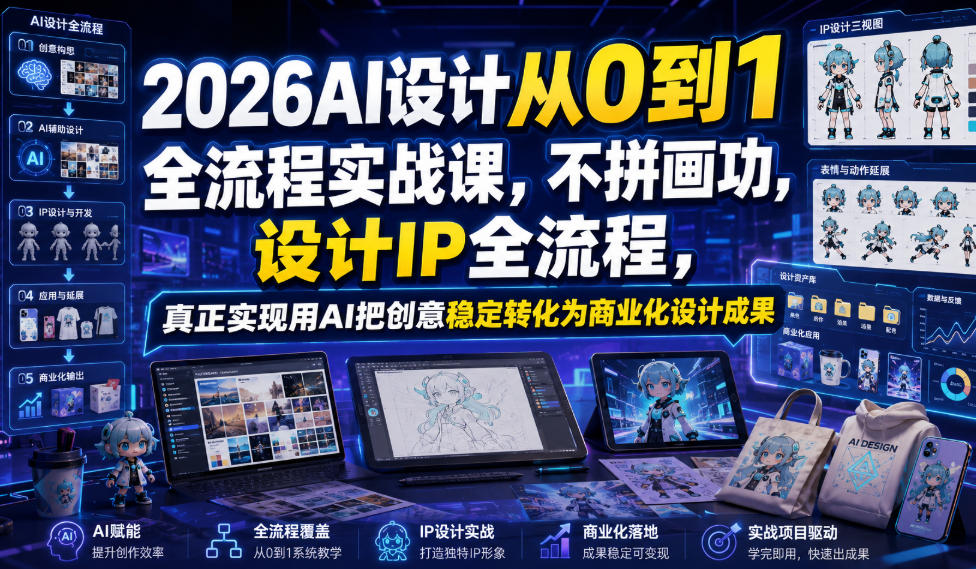 2026AI设计从0到1全流程实战课，不拼画功，设计IP全流程，真正实现用AI把创意稳定转化为商业化设计成果-轻创终点站