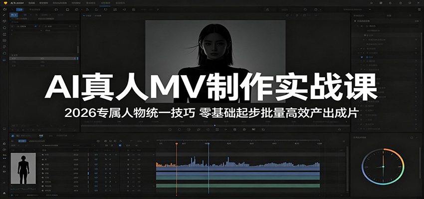 AI真人MV制作实战课：2026专属人物统一技巧，零基础起步批量高效产出成片-轻创终点站