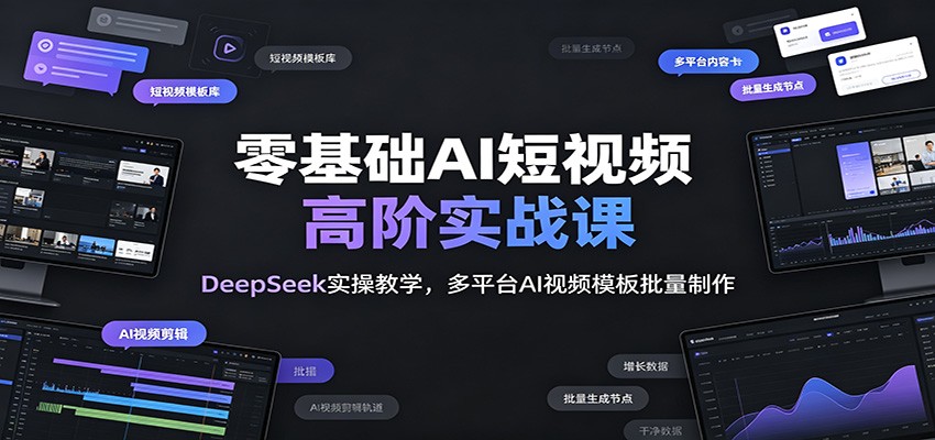 零基础AI短视频高阶实战课：DeepSeek实操教学，多平台AI视频模板批量制作-轻创终点站