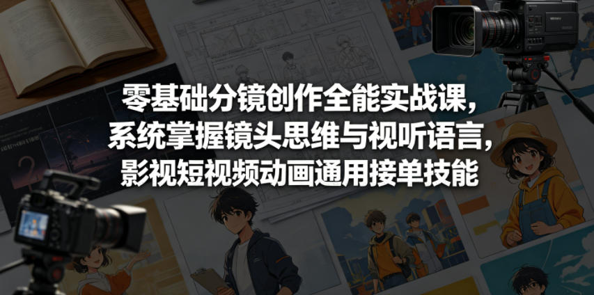 零基础分镜创作全能实战课，系统掌握镜头思维与视听语言，影视短视频动画通用接单技能-轻创终点站
