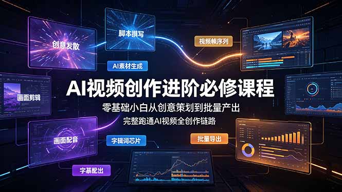 AI视频创作进阶必修课程:零基础小白从创意策划到批量产出,完整跑通AI视频全创作链路-轻创终点站