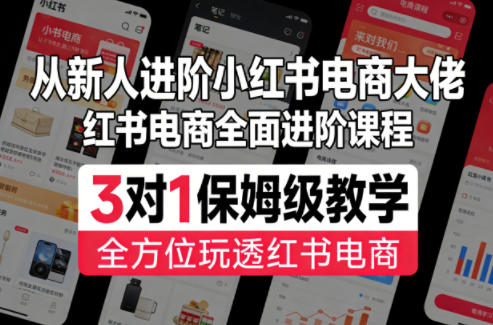从新人进阶小红书电商大佬，红书电商全面进阶课程，3对1保姆级教学，全方位玩透红书电商-轻创终点站