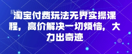 淘宝付费玩法无界实操课程,高价解决一切烦恼,大力出奇迹-轻创终点站